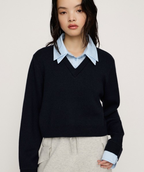 SLY（スライ） ニット セーター LAYERED LIKE CROP KNIT TOPS