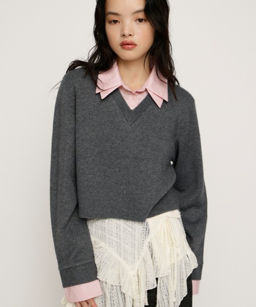 LAYERED LIKE CROP KNIT TOPS レイヤードライククロップ SLY（スライ）の「LAYERED LIKE CROP KNIT TOPS レイヤードライク