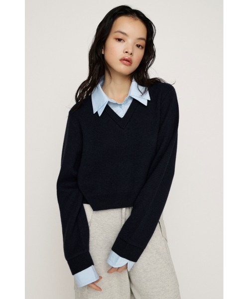 SLY（スライ） ニット セーター LAYERED LIKE CROP KNIT TOPS