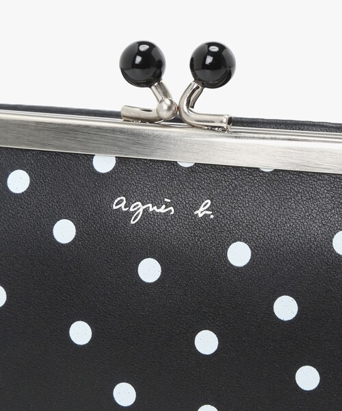 agnes b.（アニエスベー） 二つ折り財布 財布 ドット レザー がま口