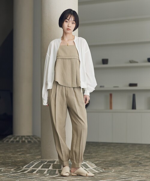 INDIVI GALLEST リネンシャツ ブラウス シャツ 夏 「セットアップ可能 