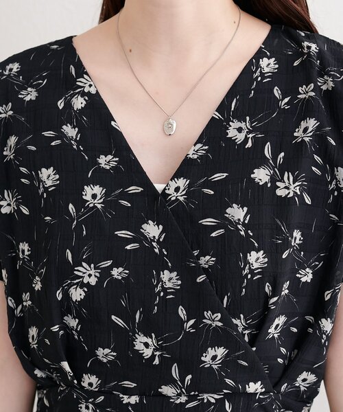natural couture ワンピース フレンチスリーブカシュクールワンピース