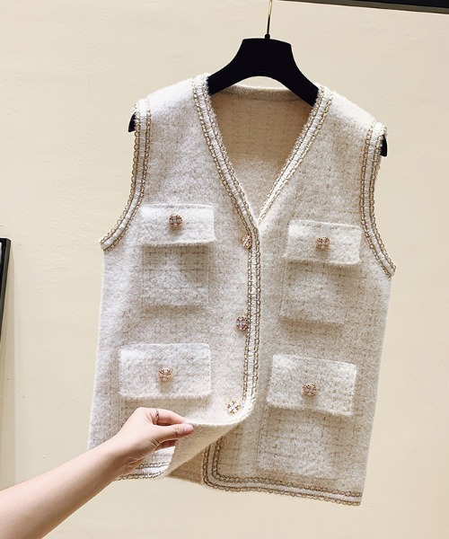 ★美品★リネンブレンドツイードベスト 新品未使用 ZARA テーラード リネンブレンドベスト Mサイズ
