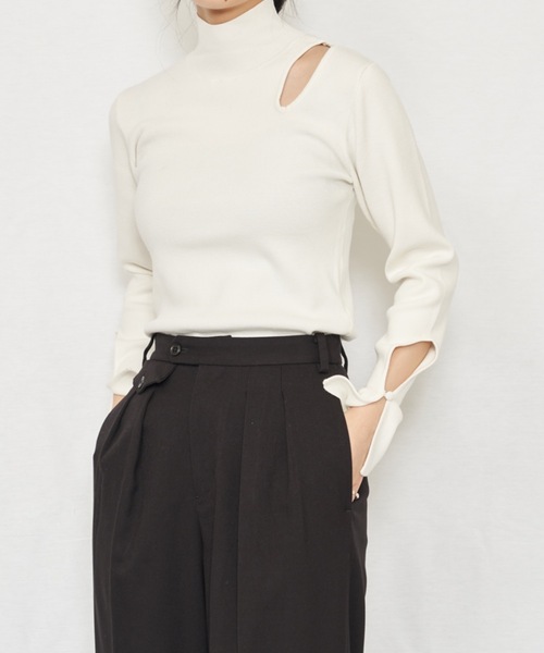 ニット セーター Rib Wave Slit Tops（リブウェーブスリットニットトップス） レディース EMMA LIMBER ニット セーター Rib Wave Slit Tops（リブウェーブ