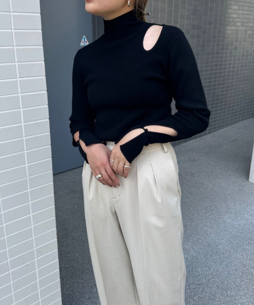 ニット セーター Rib Wave Slit Tops（リブウェーブスリットニットトップス） レディース EMMA LIMBER ニット セーター Rib Wave Slit Tops（リブウェーブ