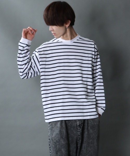 naptime ボーダーロングTシャツ Naptime ボーダーロンT ブラック