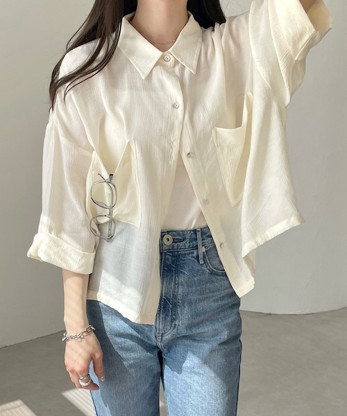 Allumer アリュメール レディース Ｔシャツ カットソー 半袖 ルーズ ブラウス ショート丈 amr8278712 A05813EW02536_12_l.jpg