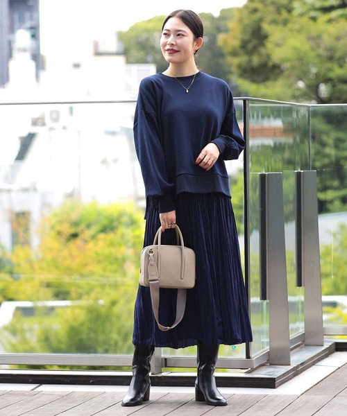 BEAMS HEART ワンピース ダンボールプルオーバー × プリーツスカート 