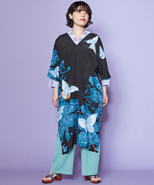ワンピース aya ファッションショップAya☆フレアー袖・ロングワンピース