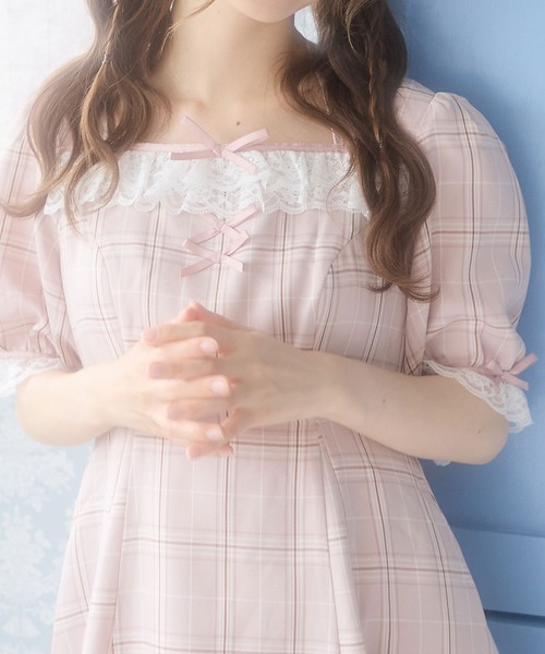 fioliliy コットンレースホルターネックワンピース　ピンク　値下不可 Cotton Lace Halter Neck Dress | Puff designs パフデザインズ