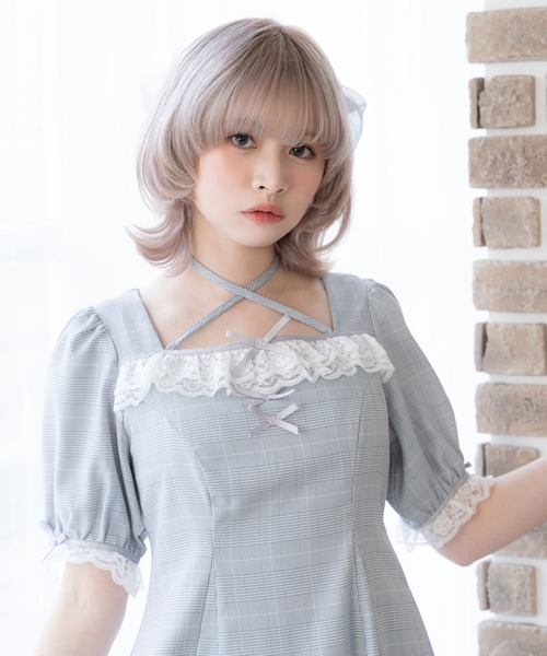 DearMyLoveRose ワンピース ホルターネックレースフリル