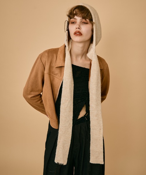 uyu. ニット帽 ニットキャップ ロングイヤーフラップニットキャップ