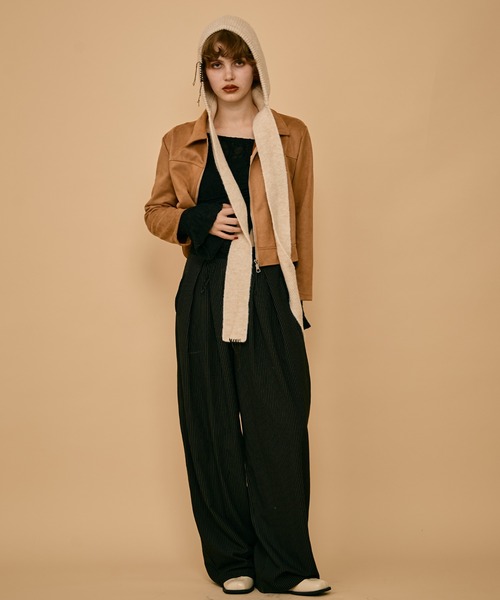 uyu. ニット帽 ニットキャップ ロングイヤーフラップニットキャップ