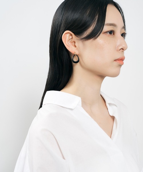ピアス K18 オニキス スイング ピアス レディース メンズの画像