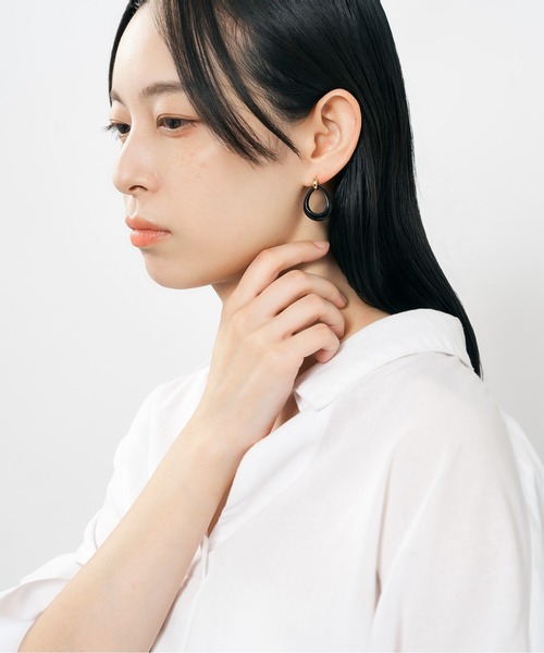 ピアス K18 オニキス スイング ピアス レディース メンズの画像