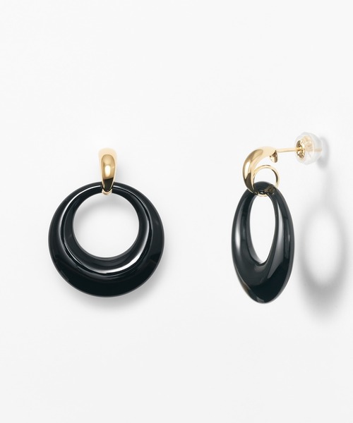 ピアス K18 オニキス スイング ピアス レディース メンズの画像
