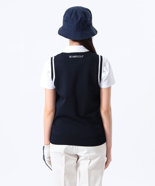 BEAMS GOLF ベスト ジレ ORANGE LABEL / リブライン ニット