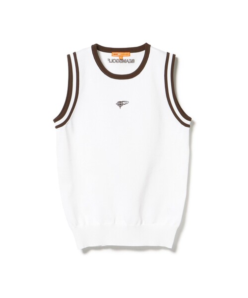 ビームスゴルフ　レディースベスト　S BEAMS GOLF ベスト ジレ ORANGE LABEL / リブライン ニット