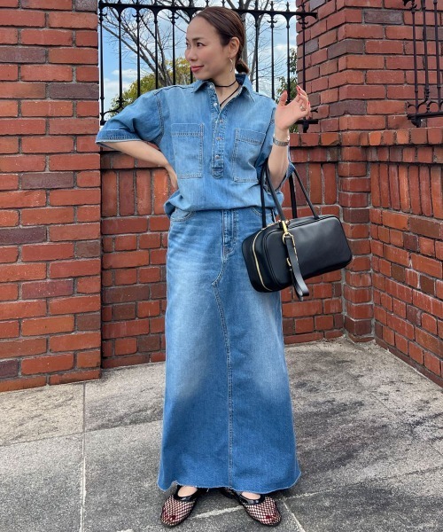ロングデニムスカート CHIC STYLE デニムスカート ライトオンスデニムロングスカート