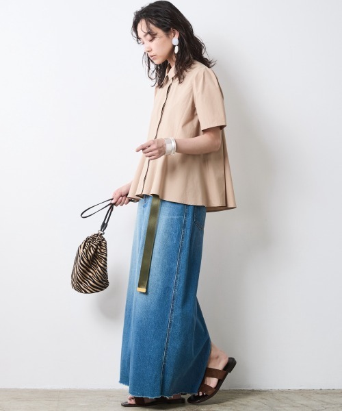 CHIC STYLE デニムスカート ライトオンスデニムロングスカート