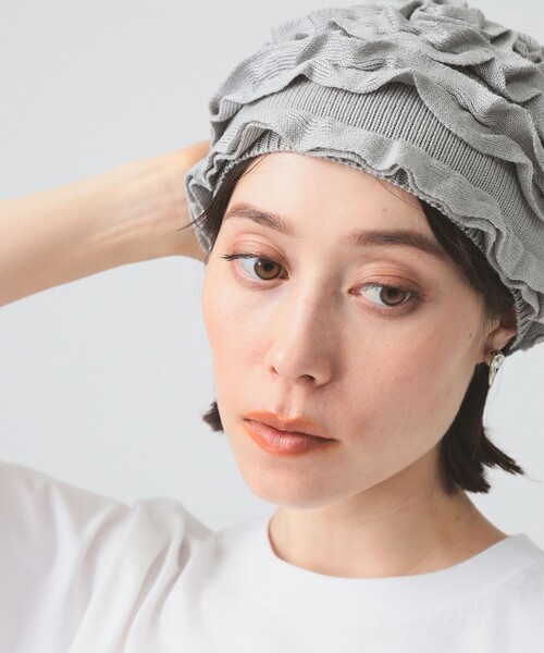 美品　Ray BEAMS ラクーン100% ふわふわなめらか素材　デザインニット Ray BEAMS（レイ ビームス）カット ジャカード フリンジ