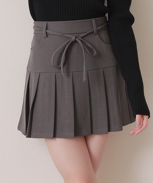 M DOLLY スカート waist ribbon mini skirt/ウエストリボンミニ