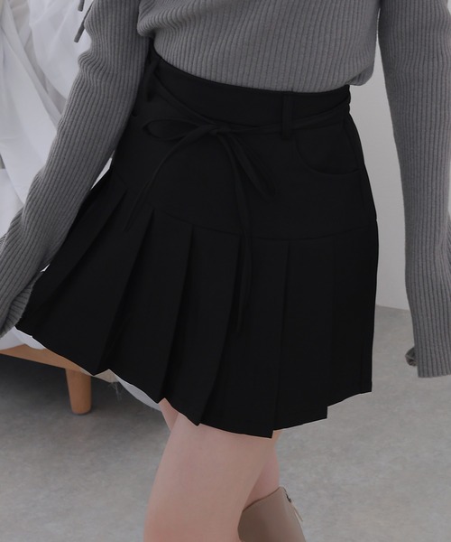 M DOLLY スカート waist ribbon mini skirt/ウエストリボンミニ