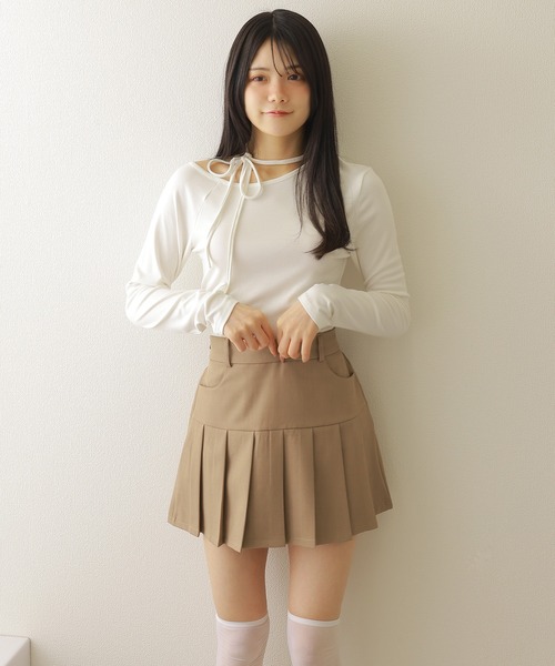 M DOLLY スカート waist ribbon mini skirt/ウエストリボンミニ