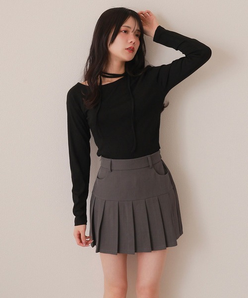 M DOLLY スカート waist ribbon mini skirt/ウエストリボンミニ