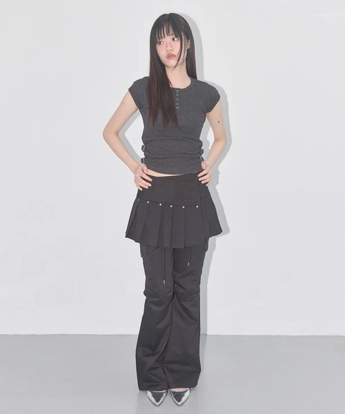 tシャツ A'GEM/9 × .kom 「 FANCY CLUB/ファンシークラブ」 SIDE BUCKLE RIBBED TEE/サイドバックル リ A'GEM/9 × .kom 『 FANCY CLUB/ファンシークラブ』 SIDE BUCKLE