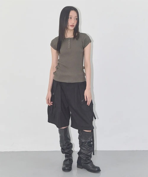 tシャツ A'GEM/9 × .kom 「 FANCY CLUB/ファンシークラブ」 SIDE BUCKLE RIBBED TEE/サイドバックル リ FANCY CLUB tシャツ A'GEM/9 × .kom 「 CLUB/ファンシークラブ