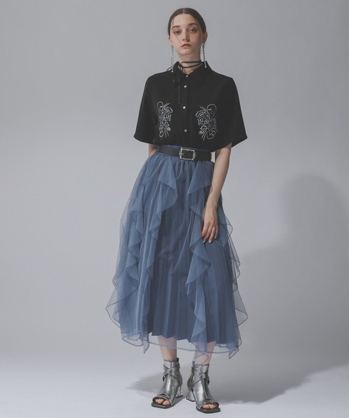 HARE ブラウス シャツ トロミシシュウミドルシャツ(HARE