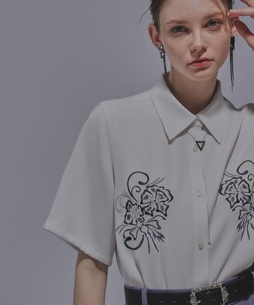HARE ブラウス シャツ トロミシシュウミドルシャツ(HARE