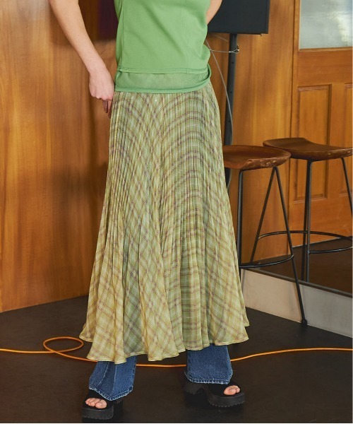 MAISON SPECIAL スカート Circular Pleated Plaid Skirt