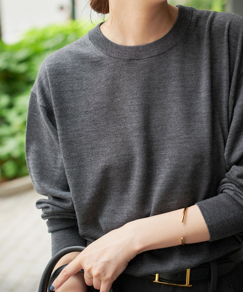 spick&span 18G クルーネックプルオーバー Spick＆Span ニット セーター 「追加」18G クルーネックプル
