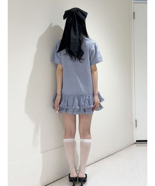 jouetie シャツワンピース リボンタイヘムフリルチュニック