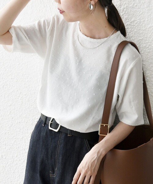tシャツ SHIPS any:「洗濯機可能」カットドビー ジャージー クルーネック TEE レディース