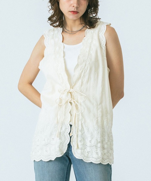ベスト ジレ (HLAADA for ROSEBUD)EMBROIDERY GILET レディース