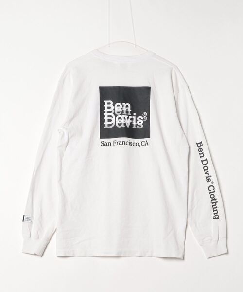 「BEN DAVIS」 長袖Tシャツ L ホワイト メンズ