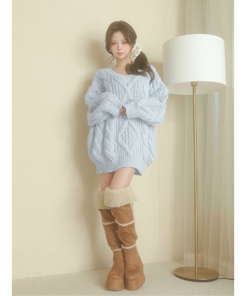 Darich フェイクムートンニーハイブーツ Darich ブーツ フェイクムートンニーハイブーツ レディース