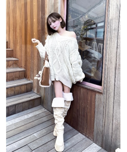 Darich ブーツ フェイクムートンニーハイブーツ レディース