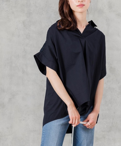 「Gready Brilliant」 「AuieF」半袖シャツ 38 ネイビー レディース_画像6