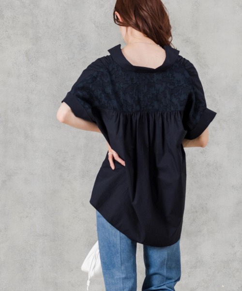 「Gready Brilliant」 「AuieF」半袖シャツ 38 ネイビー レディース_画像8