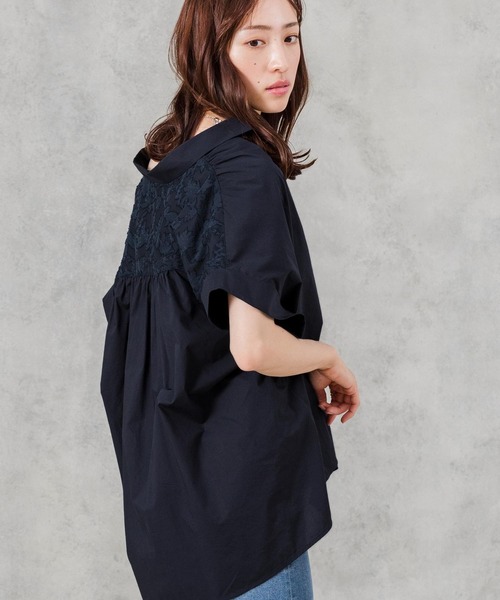 「Gready Brilliant」 「AuieF」半袖シャツ 38 ネイビー レディース_画像9