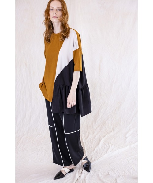 「OSMOSIS」 半袖カットソー ONE SIZE ライトグレー レディース_画像2
