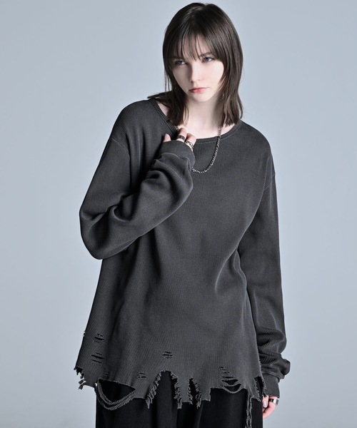 ADRER（アドラー） tシャツ waffle damage long-T / ワッフルダメージ