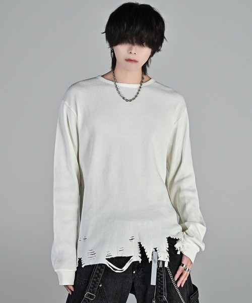 ADRER（アドラー） tシャツ waffle damage long-T / ワッフルダメージ