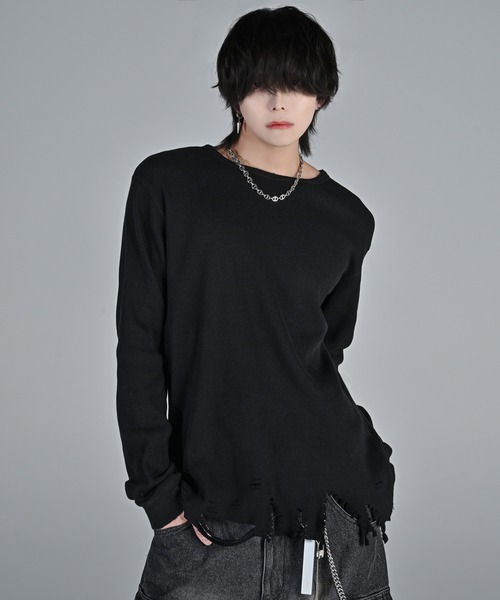 ADRER（アドラー） tシャツ waffle damage long-T / ワッフルダメージ