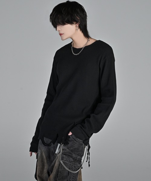 ADRER（アドラー） tシャツ waffle damage long-T / ワッフルダメージ