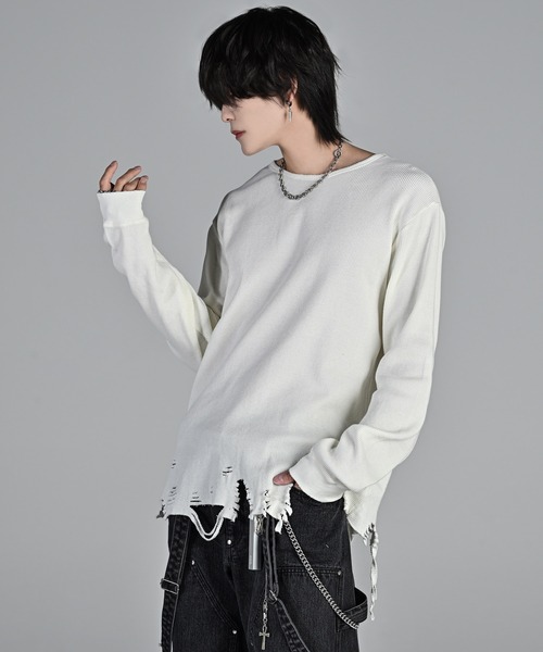 ADRER（アドラー） tシャツ waffle damage long-T / ワッフルダメージ